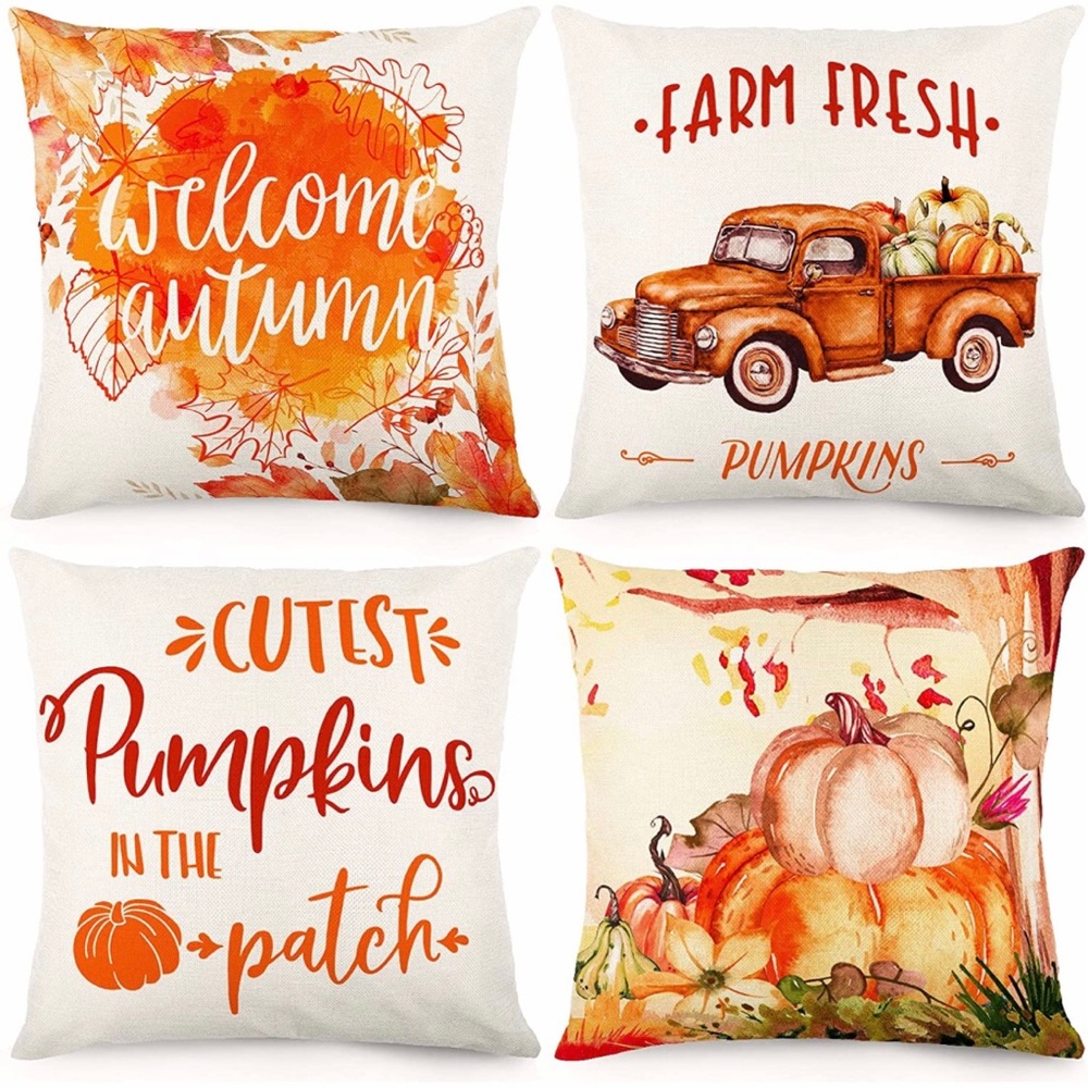Fall Pillow Covers 18x18 Inch Set of 4